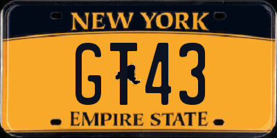 NY license plate GT43