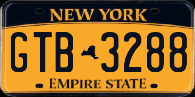 NY license plate GTB3288