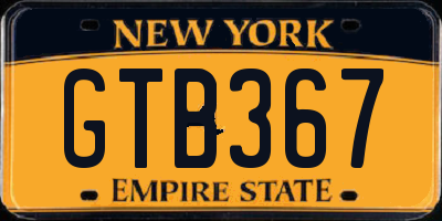 NY license plate GTB367