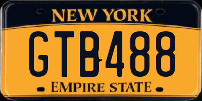 NY license plate GTB488