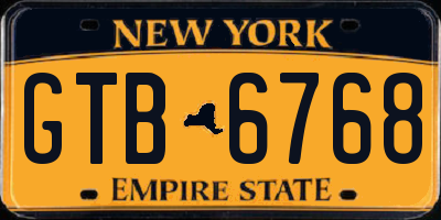 NY license plate GTB6768