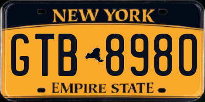 NY license plate GTB8980