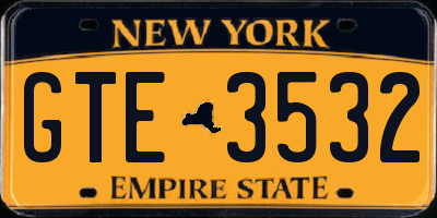 NY license plate GTE3532