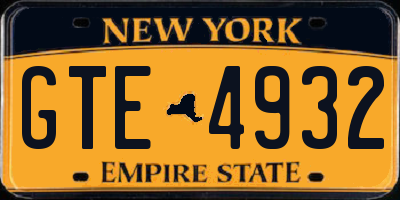 NY license plate GTE4932