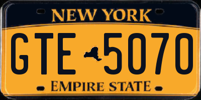 NY license plate GTE5070