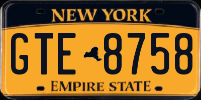 NY license plate GTE8758