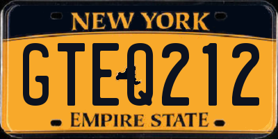 NY license plate GTEQ212