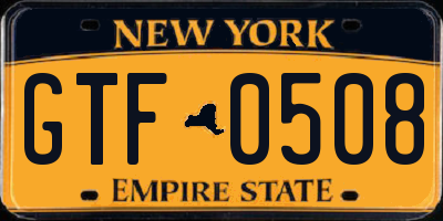 NY license plate GTF0508