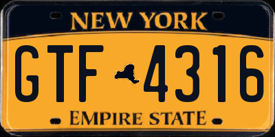 NY license plate GTF4316