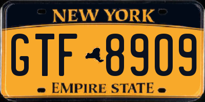 NY license plate GTF8909