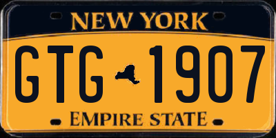 NY license plate GTG1907