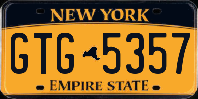 NY license plate GTG5357
