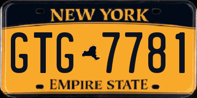 NY license plate GTG7781