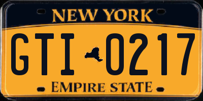 NY license plate GTI0217
