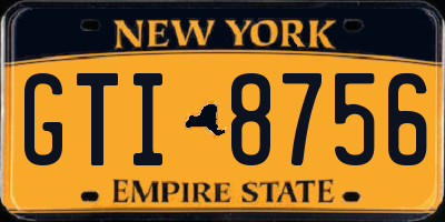 NY license plate GTI8756