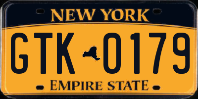 NY license plate GTK0179