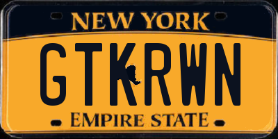 NY license plate GTKRWN