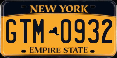 NY license plate GTM0932