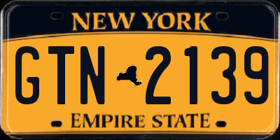 NY license plate GTN2139