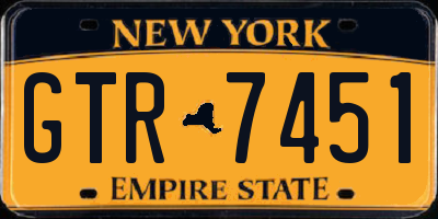 NY license plate GTR7451