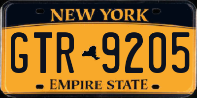 NY license plate GTR9205