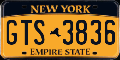 NY license plate GTS3836