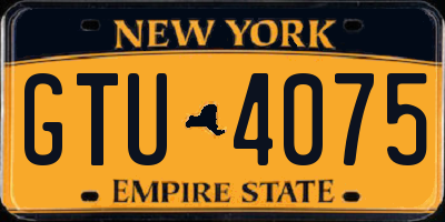 NY license plate GTU4075