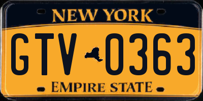 NY license plate GTV0363