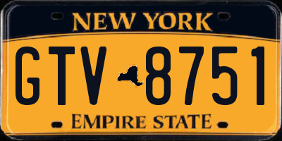 NY license plate GTV8751