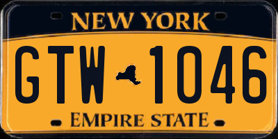 NY license plate GTW1046