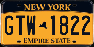 NY license plate GTW1822