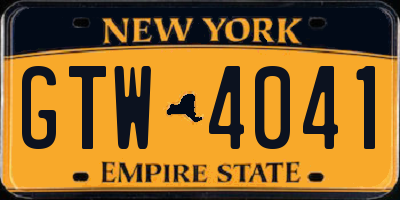 NY license plate GTW4041
