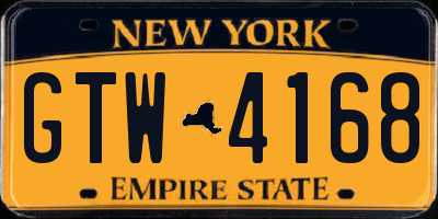 NY license plate GTW4168
