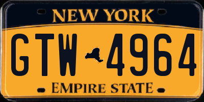 NY license plate GTW4964