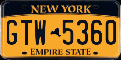 NY license plate GTW5360