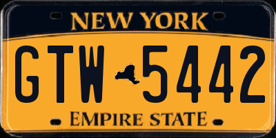 NY license plate GTW5442