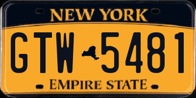 NY license plate GTW5481