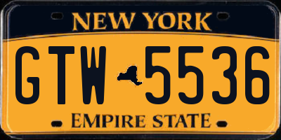 NY license plate GTW5536