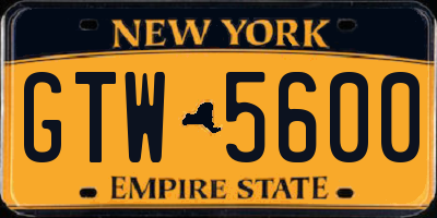 NY license plate GTW5600