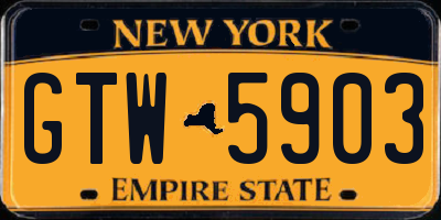 NY license plate GTW5903