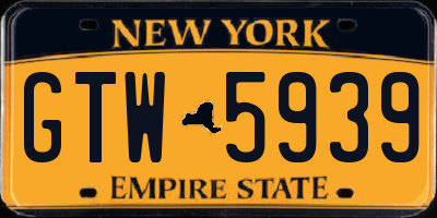 NY license plate GTW5939