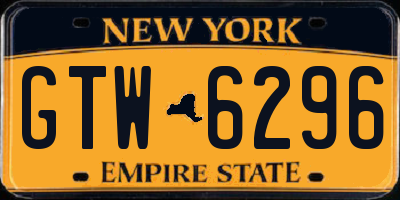 NY license plate GTW6296