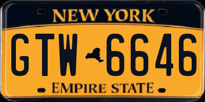 NY license plate GTW6646