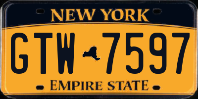 NY license plate GTW7597