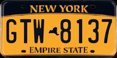 NY license plate GTW8137