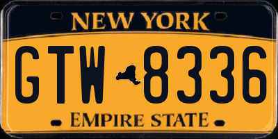 NY license plate GTW8336