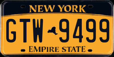 NY license plate GTW9499
