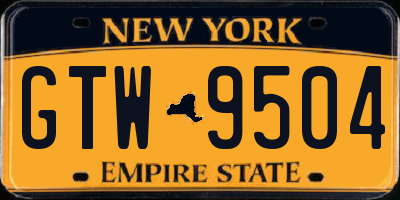 NY license plate GTW9504