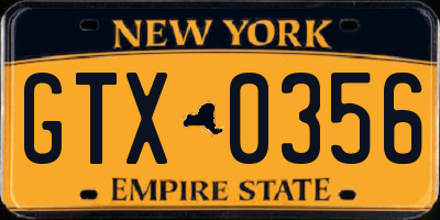 NY license plate GTX0356