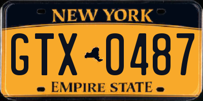 NY license plate GTX0487